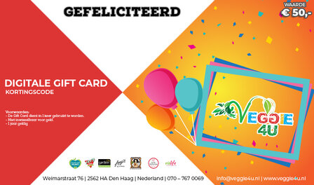 Veggie 4U Digitale Gift Card Gefeliciteerd € 50,-