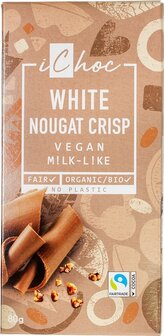 iChoc Vegan melkchocolade white nougat crisp 80g