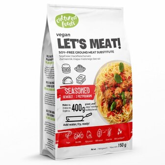 Cultured Foods Vegan Let&#039;s Meat! Soy free ground meat substitute seasond 150g