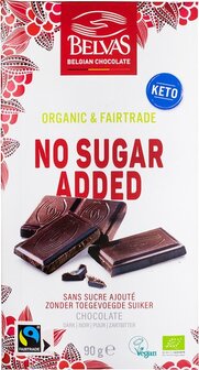 Belvas Belgian chocolate No Sugar added 90g