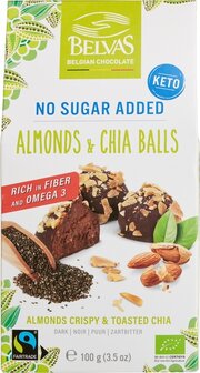 Belvas Chocolade balls amandel &amp; chia 100g