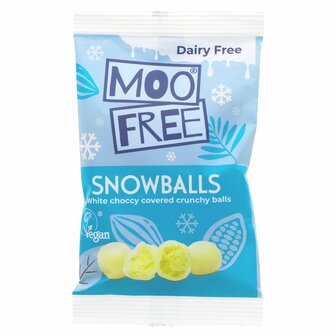 Moo Free White Chocolate Snowballs 35g