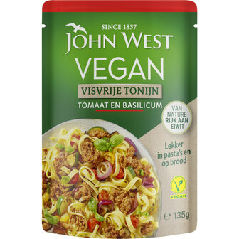 John West Vegan Visvrije Tonijn tomaat &amp; basilicum 135g