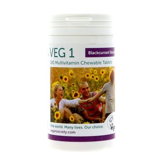 The Vegan Society VEG 1 multivitamin Blackcurrant 180 tablets *THT JUNI 2024*