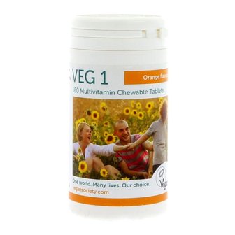 The Vegan Society VEG 1 Multivitamin ORANGE chewable tablets 180 pieces