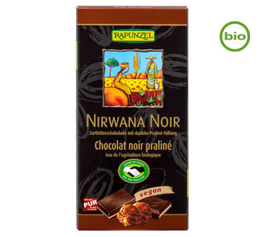 Rapunzel Nirwana noir dark chocolate with pralin&eacute; filling organic 100g