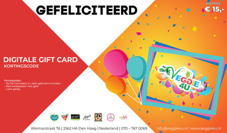 Veggie 4U Digitale Gift Card Gefeliciteerd € 15,-
