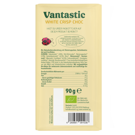 Vantastic white crisp choc, bio, 90g