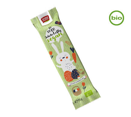 Rosengarten Paashaas Organic Chocolate lolly, groen 15g