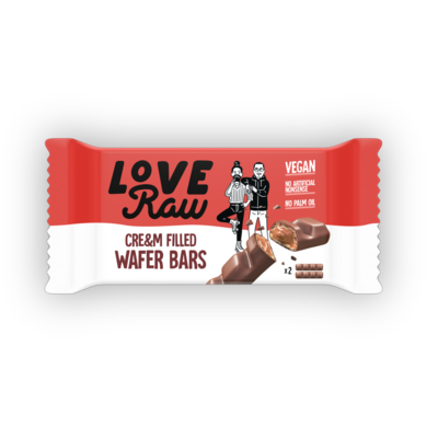 Love Raw 2 Cre&m Filled Chocolate Wafer Bars M:LK CHOC 45g