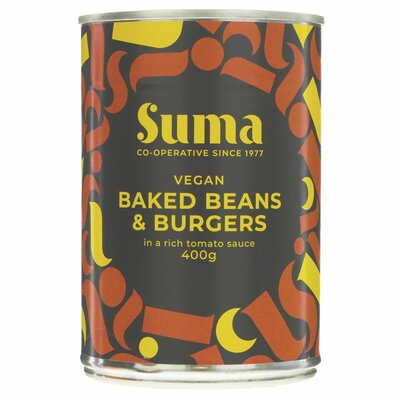 Suma Baked Beans & Vegan Burgers 400g *BBD FEB 2024*