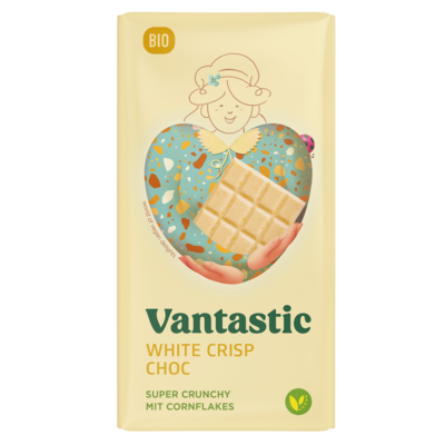 Vantastic white crisp choc, bio, 90g