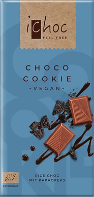 iChoc Vegan rijstmelkchocolade - choco/cookie 80g