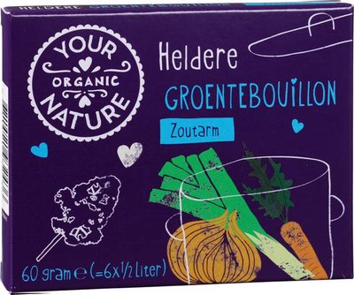 Your Organic Nature, Heldere groentebouillonblokjes zoutarm 60g