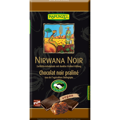 Rapunzel Nirwana noir dark chocolate with praliné filling organic 100g